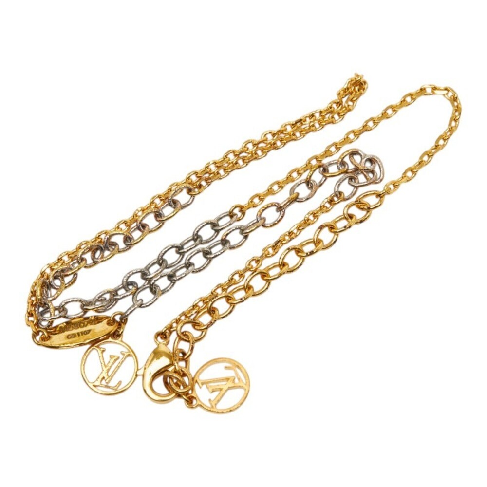 Louis Vuitton Logo Mania Necklace M68074 Gold Silver Plated Metal Women's LOU...